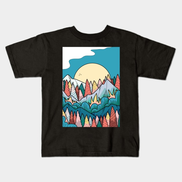 As the 3 birds fly Kids T-Shirt by Swadeillustrations